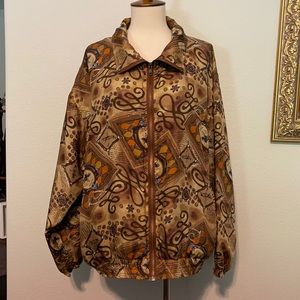 Activology 100% silk equestrian print jacket sz L